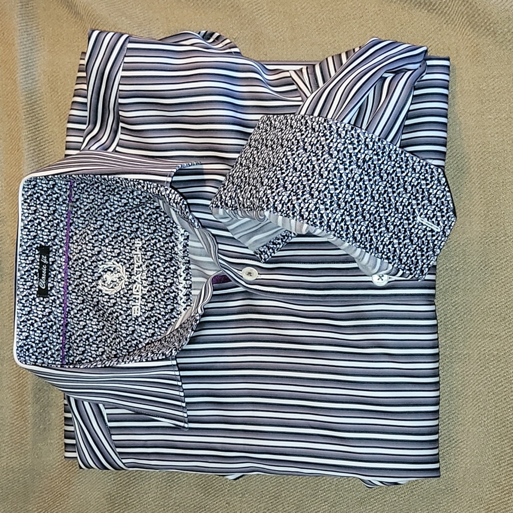 Bugatchi Men's Classic Fit cotton Stripe Shirt Med